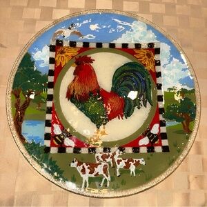 Glass rooster plate